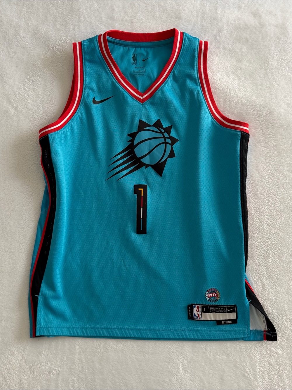 Devin Booker #1 Phoenix Suns Nike City Edition Blue Swingman Jersey Youth Large
